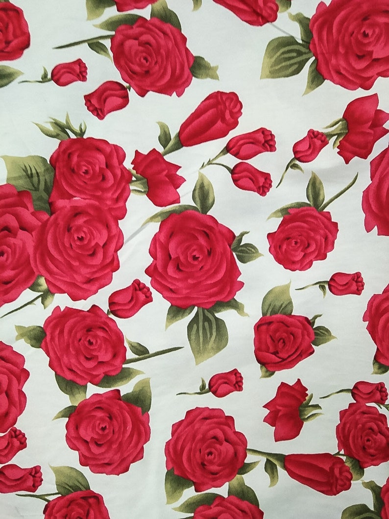 Red Rose Fabric 100 Cotton Fabric for CUSTOM ORDER or by the Etsy