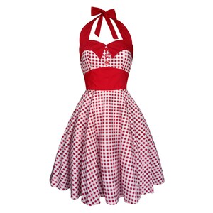 Red Checkered Gingham Dress Vintage Sun Dress Rockabilly Dress Pinup Dress Retro Swing Dress 50s Party Dress Steampunk Dress