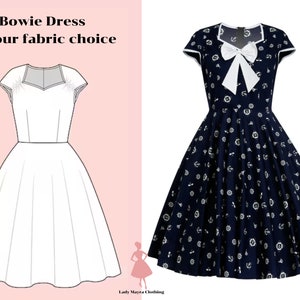 BOWIE CUSTOM MADE Dress in Your Choice of Fabric! Vintage Dress Pinup Dress Retro Dress 50s Dress Bridesmaid Dress Party Dress Prom Dress