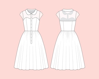 Vestido de estilo vintage hecho a medida, elige tela, talla y largo de falda.