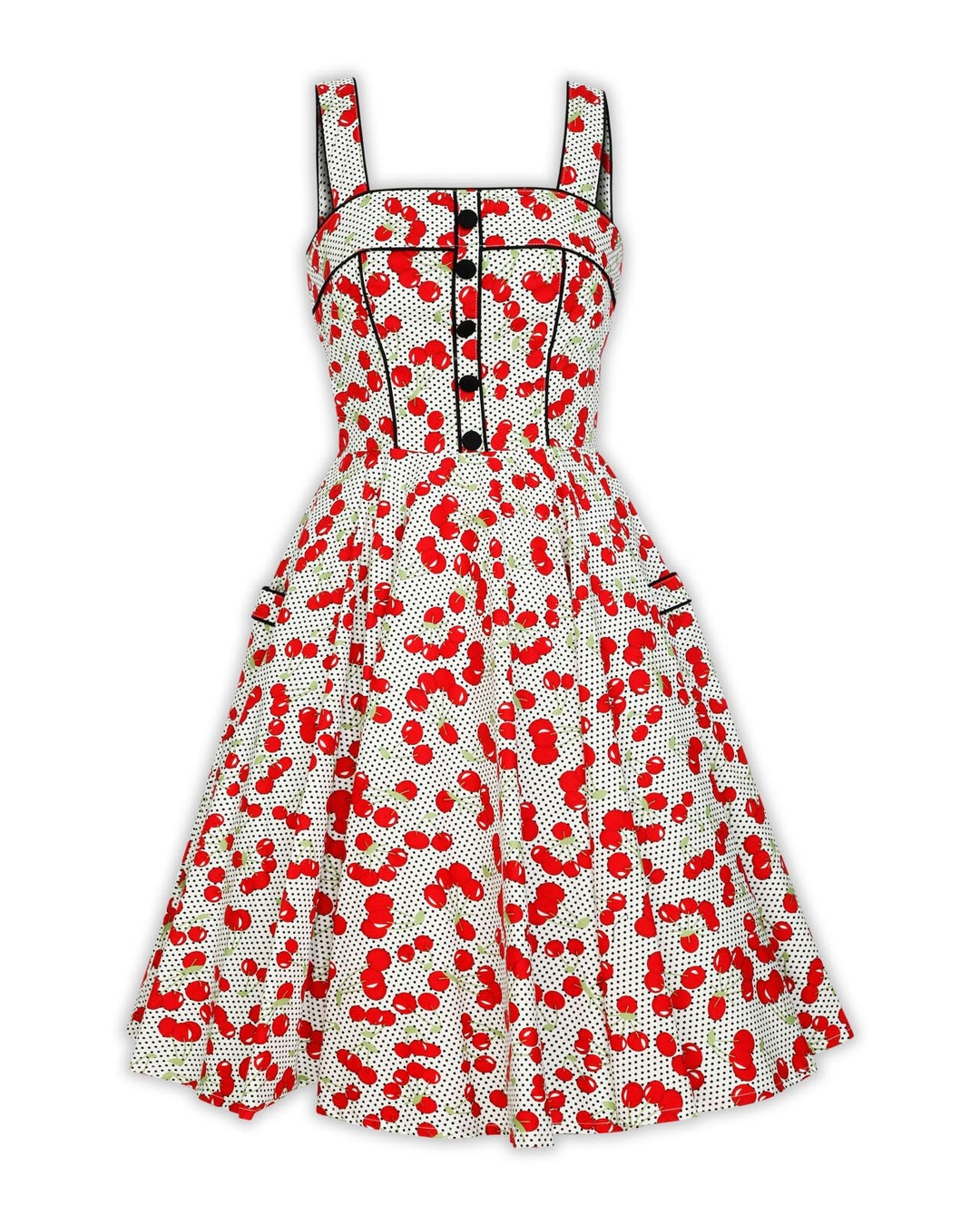White Polka Dot Red Cherry Dress Vintage Dress Cherries Dress Summer — free download