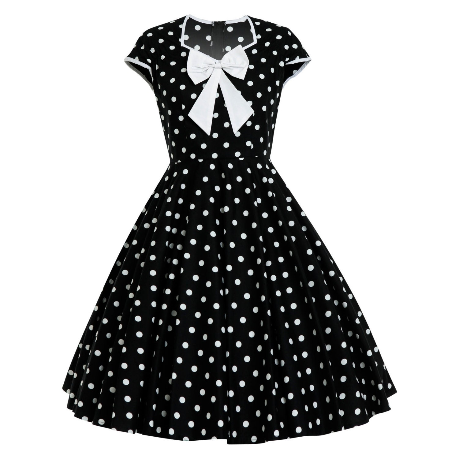 Navy Polka Dot Womens Retro Style Swing Dress by Unique Vintage – Cats Like  Us