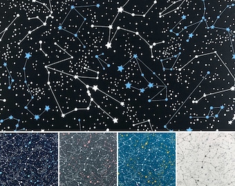 Galaxy Constellation Fabric – 100% Cotton, Polka Dot Star Fabric, By The Yard