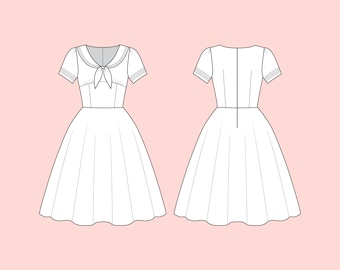 Vestido de estilo vintage hecho a medida, elige tela, talla y largo de falda.