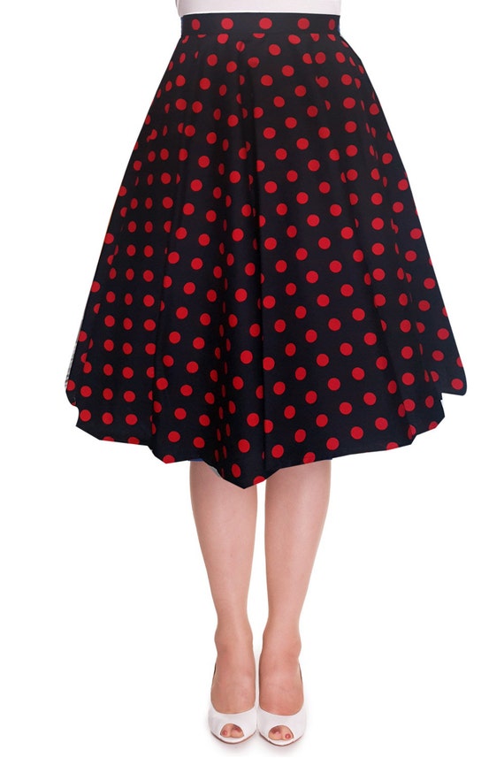 Falda negra y roja Falda negra de lunares Falda circular Falda