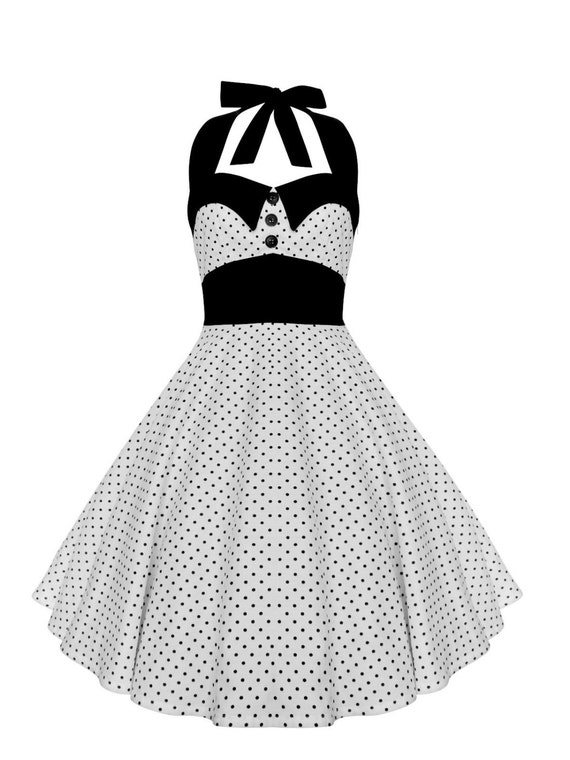 Rockabilly Dress Pin Up Dress White Polka Dot Dress Plus Size | Etsy