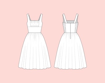 Vestido de estilo vintage hecho a medida, elige tela, talla y largo de falda.