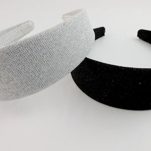 Glitter Headbands, Set Of Two, Black And Silver.  Blank Headbands, Craft Supply.
