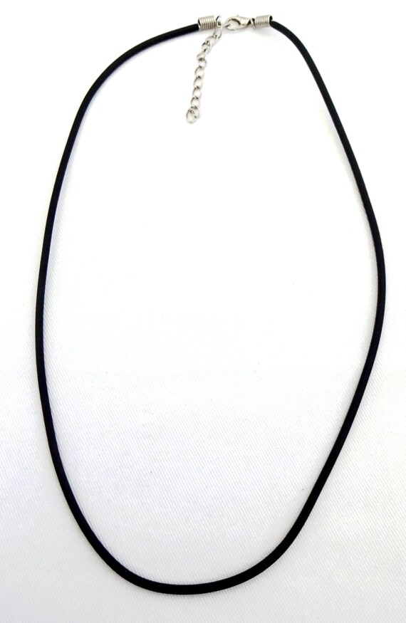 Black Rubber Cord Necklace 19 to 20 Inches Long With Lobster Etsy