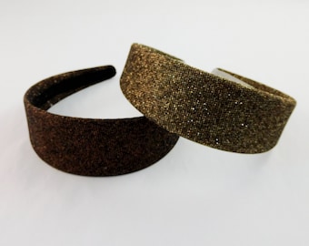 Glitter Headbands, Set Of Two, Copper And Gold.  Flexible Blank Headbands Craft Supplies.