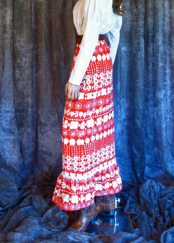 Vintage 1970s Skirt / Vintage 70s Pop Art Maxi Skirt … - Gem