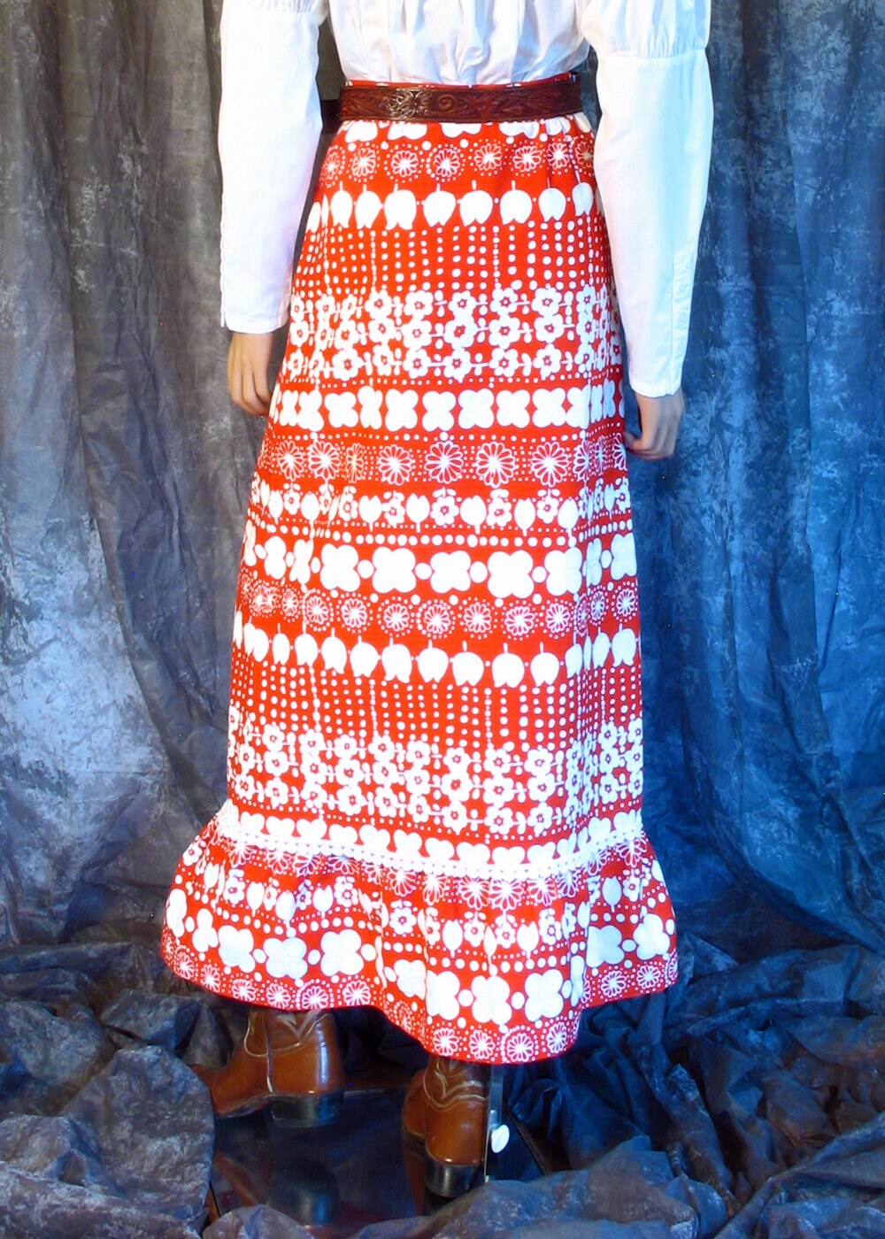 Vintage 1970s Skirt / Vintage 70s Pop Art Maxi Skirt / Novelty Border ...
