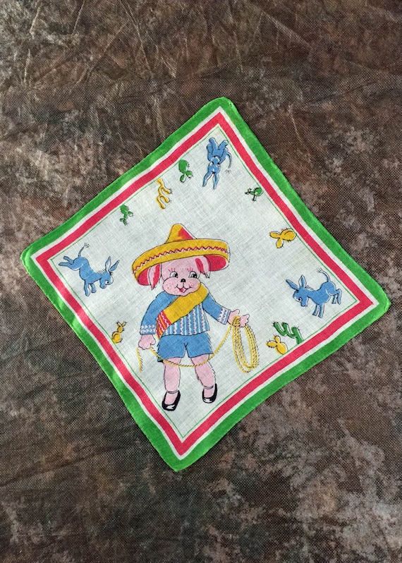 Vintage Childs Handkerchief | Childrens Hanky with