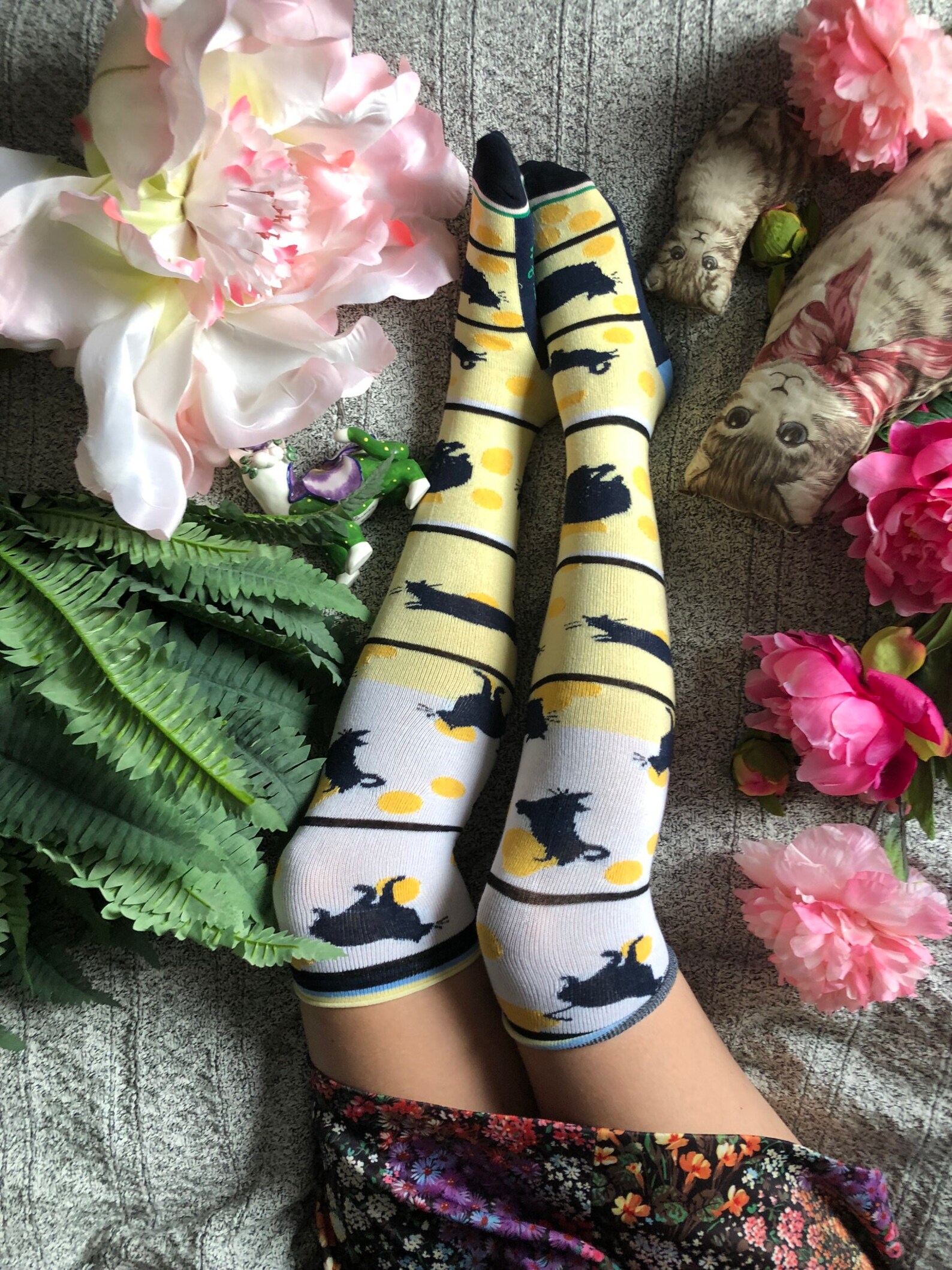 Cat Knee Socks Boho Accessories Hippie Chic Bohemian Knitted Etsy