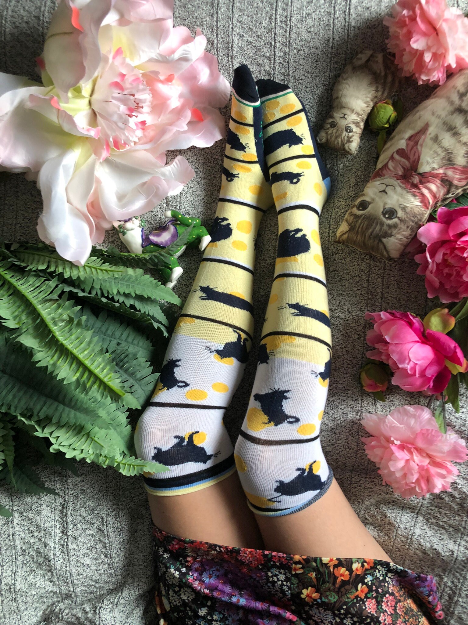 Cat Knee Socks Boho Accessories Hippie Chic Bohemian Knitted Etsy