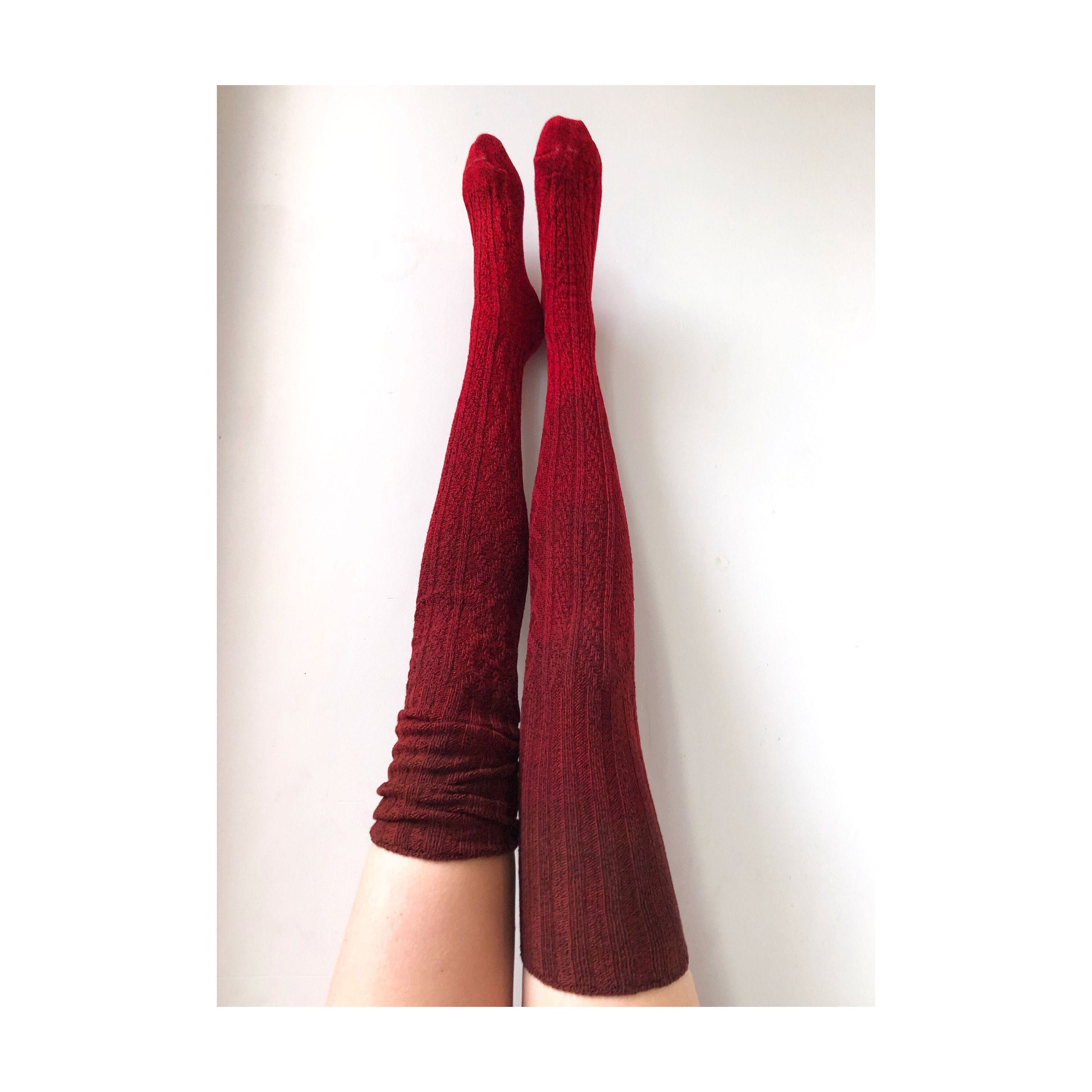 red thigh high socks