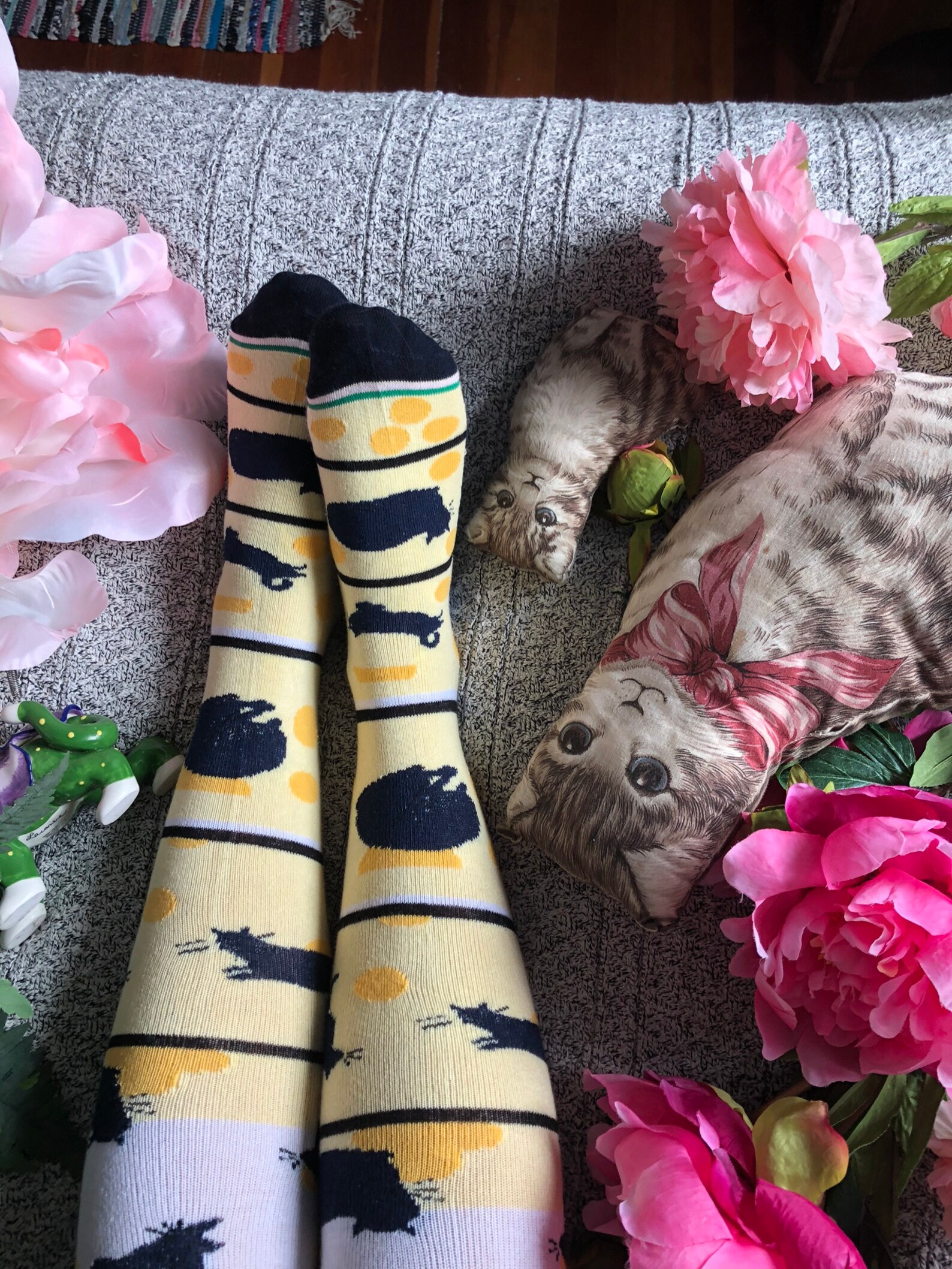 Cat Knee Socks Boho Accessories Hippie Chic Bohemian Knitted Etsy