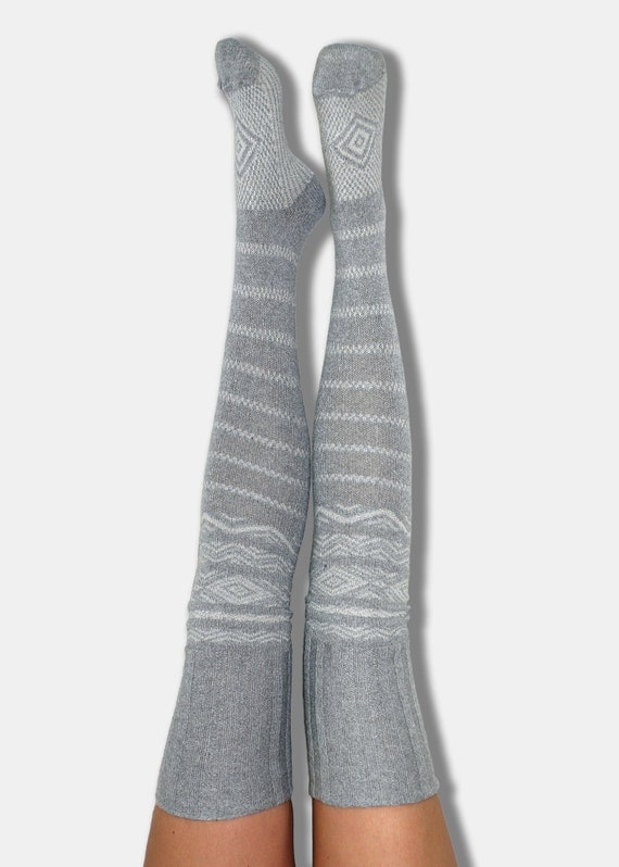 Thigh High Socks Grey Sweater Socks 