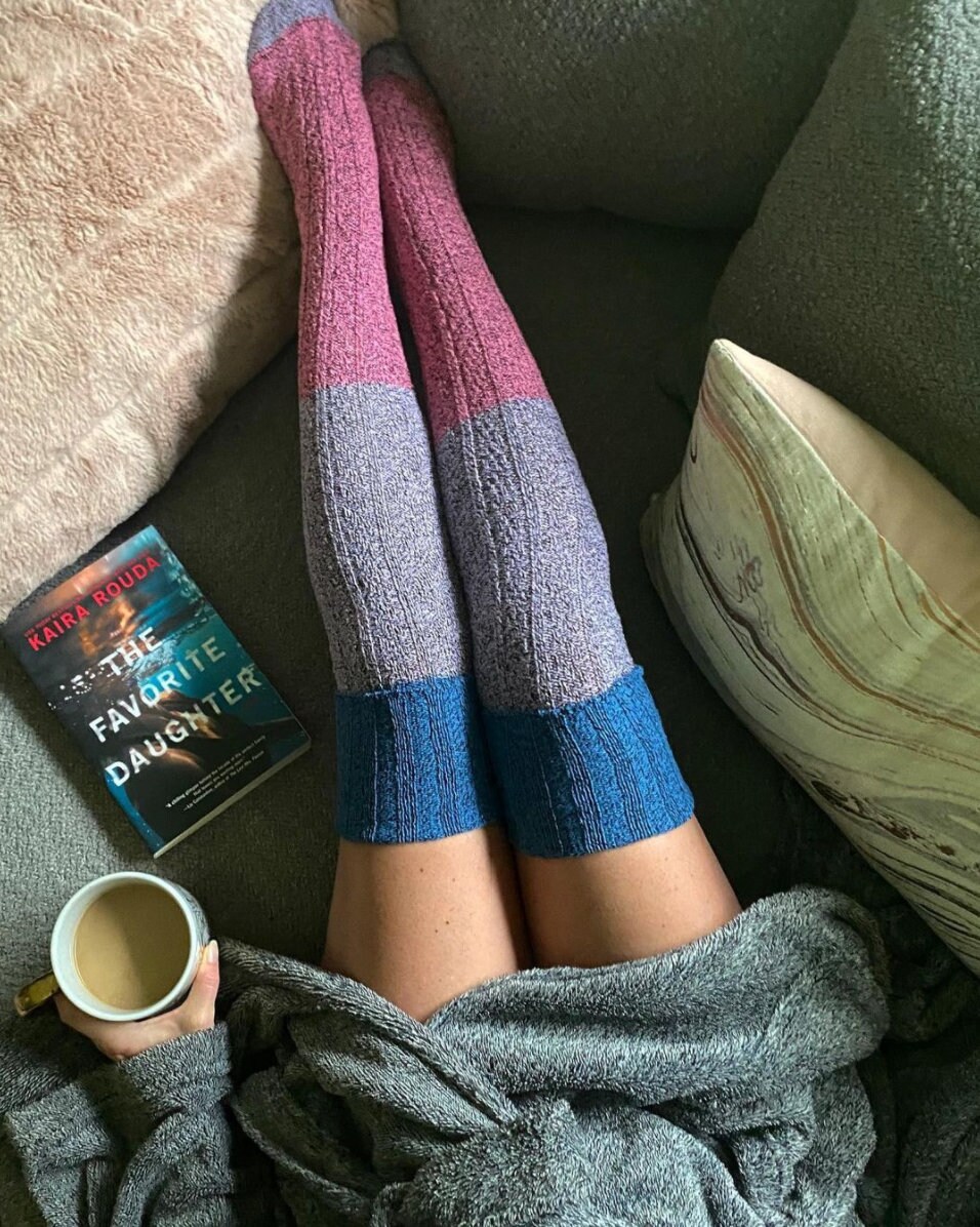 Thigh High Socks, Stripe Sweater Socks, Women's Long Over the Kne…