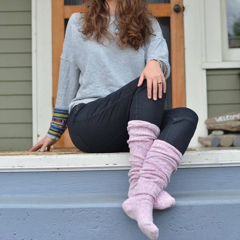 Thigh High Socks Pink Socks Cozy Girlfriend Gift Long Over - Etsy