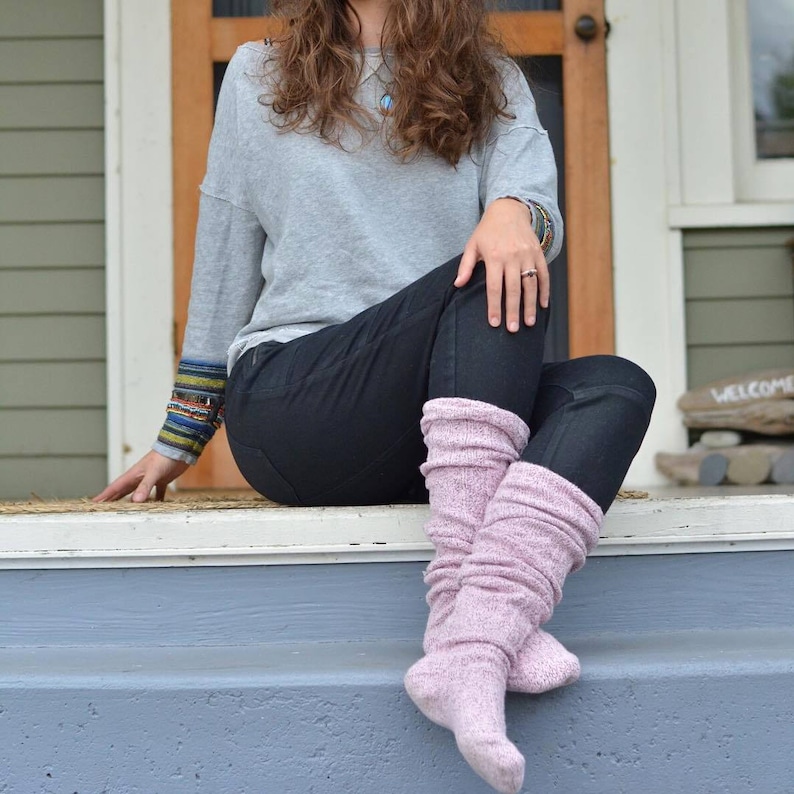 Thigh High Socks Pink Socks Cozy Girlfriend Gift Long Over Etsy