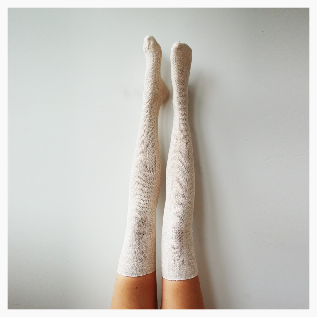 Thigh High Socks Ivory Socks Women's Long Over the Knee - Etsy