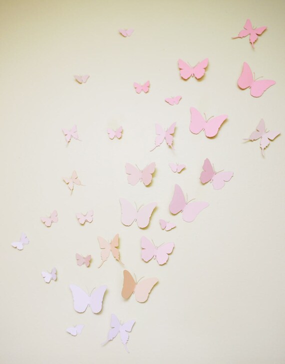 Pastel Paper Butterflies Paper Decal Creative Wall Etsy