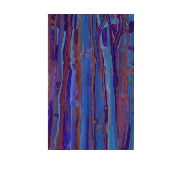 wall decor art painting original - small abstract wall - 5x7 - aspen tree - western art - mini art - copper metallic painting