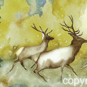 Wall art prints elk watercolor Colorado Fall Mountain Art Elk animal wilderness art art Colorado woodland natural landscape image 2