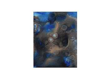 cosmic original painting night sky - nebula abstract - Celestial Abstract - 5x7 art - black wall art - original artwork - Alcohol inks- wall