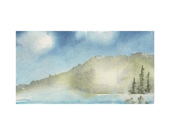 wall art home decor Colorado - original watercolor painting - mini art - mountain lake painting - Watercolour -Small Artworks - Great gift