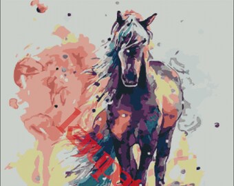 Colorfull Horse Counted Cross Stitch Pattern Pdf Format