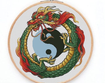 Yin-Yang Dragon - Cross Stitch Pattern Pdf