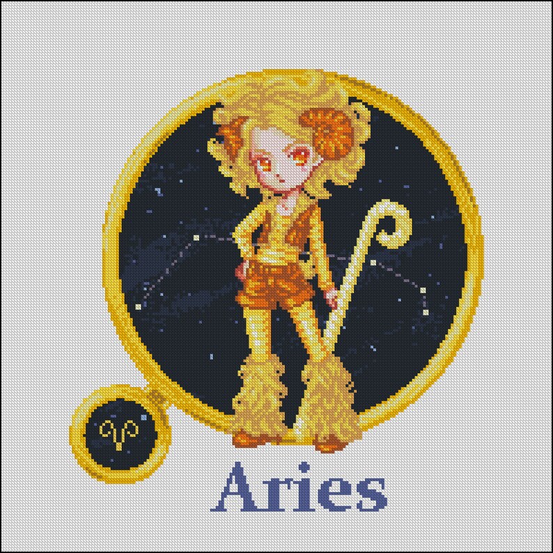 Aries Zodiac Sign Cross Stitch Pattern PDF Etsy