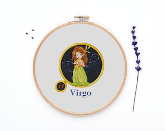 Virgo Zodiac Sign - Cross Stitch Pattern PDF