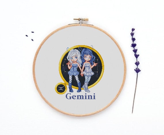 Gemini Zodiac Sign Cross Stitch Pattern PDF - Etsy