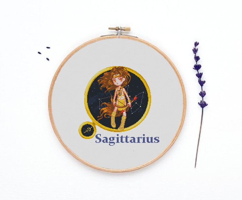 Cross Stitch Pattern PDF Sagittarius Zodiac Sign