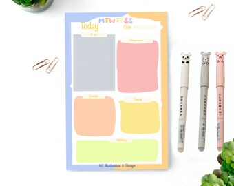 Daily Planner Notepad  - A5 - To Do List Handmade