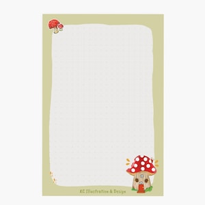 Handmade Notepad  - A6 Stationary Mushroom Pad  - To Do List