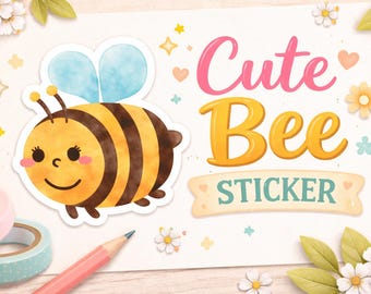 Kawaii Bumblebee Waterproof Vinyl Sticker | Laptop, Water Bottle Decal