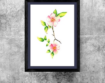 Watercolor Flower Painting Wall Art Print - Home Decor