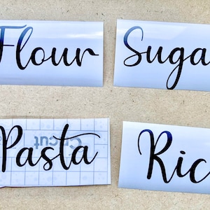 Pantry Kitchen Canister Labels - Vinyl Decals, Sugar, Flour, Salt, Pasta, Custom Labels