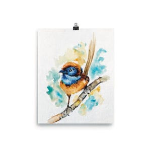 Blue bird Watercolor Painting, Bird Art Prints