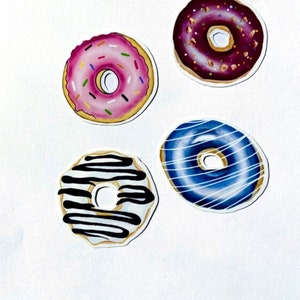 Donut Stickers Pack: Watercolor Vinyl Decals - Water Bottle & Laptop