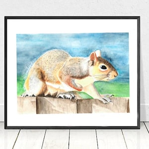 Squirrel Watercolor Art Print: Archival Quality Paper