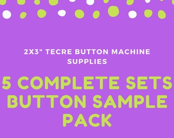 2x3 Inch Button Sample Pack - 5 Complete Sets of Any Type of Button - Tecre Button Machine Blank Supplies, Try Any Type for a Low Price!