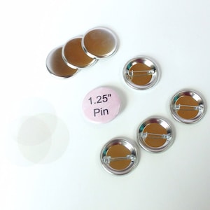1.25 Inch Pins Complete Sets for Tecre Button Press - You choose quantity 25-500 Pin Back Buttons - 1 1/4&quot; Blank Button Machine Supplies