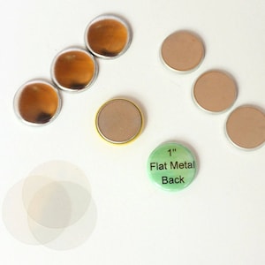 1 Inch Flat Back Buttons Complete Sets for Tecre Button Press - You choose quantity 50-500 Sets - 1&quot; Blank Button Maker Machine Supplies