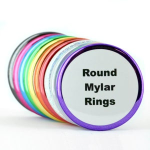 Tecre 2.25" Mylar Accent Rings - 100 quantity pack. Choose from variety, single colors, rainbow, hearts
