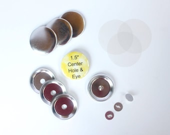 1.5 Inch Center Hole + Welded Up Eye Tecre Buttons Complete Sets - You choose quantity 50-250 - 1 1/2" Tecre Button Maker Machine Supplies